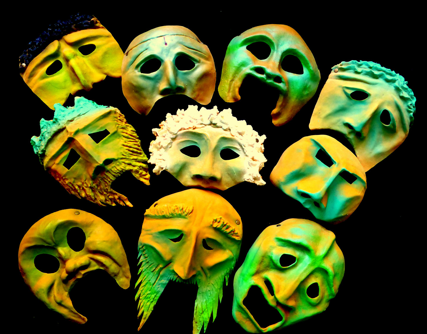 Greek Tragedy Masks Set of 10