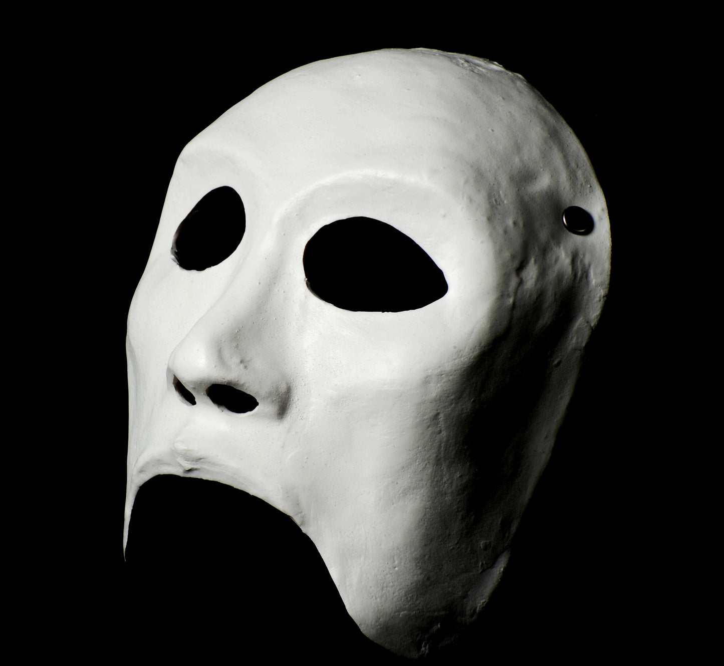 Half-face mime mask made from natural latex for comfort and fit.