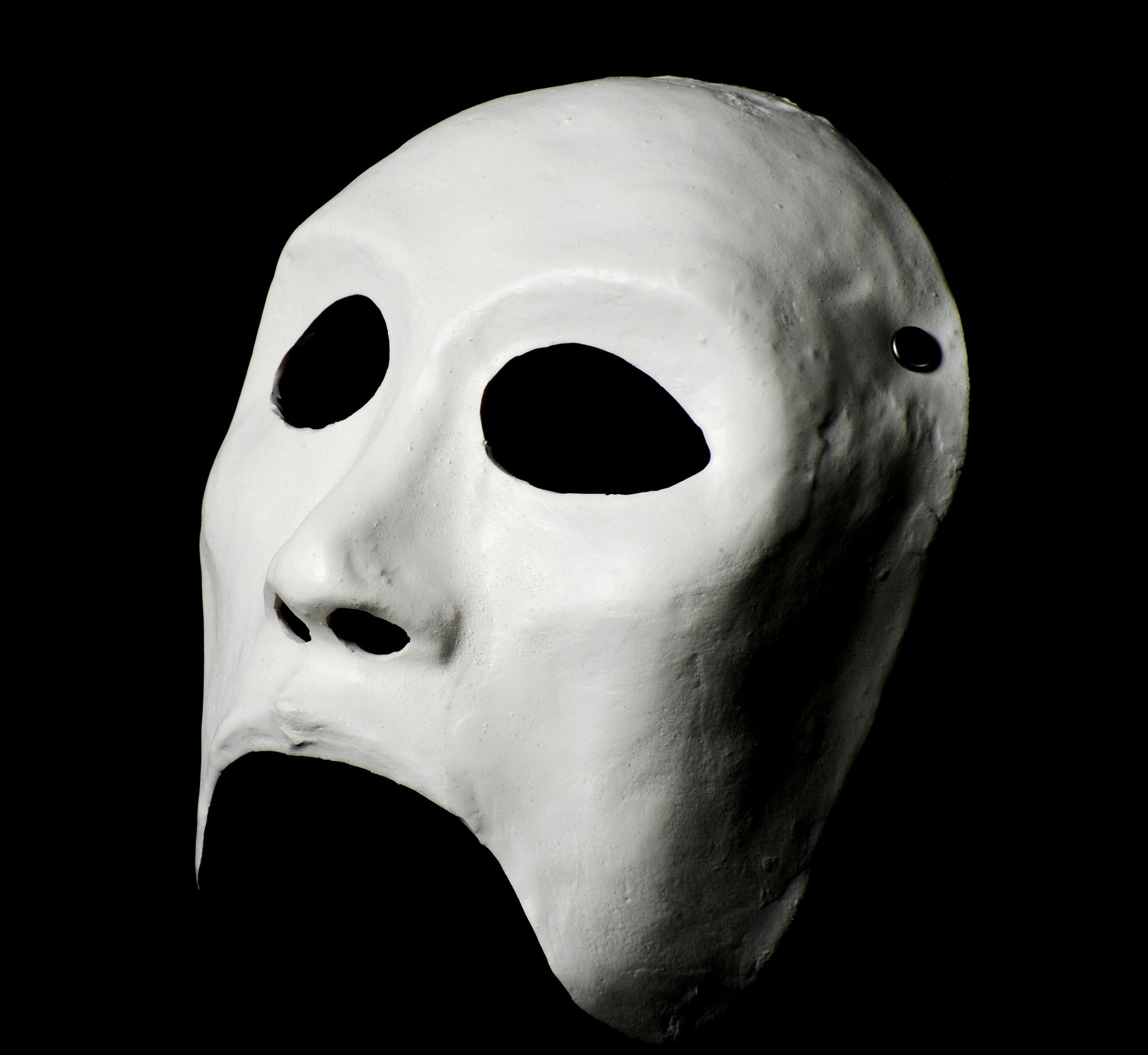 Half-face mime mask made from natural latex for comfort and fit. 