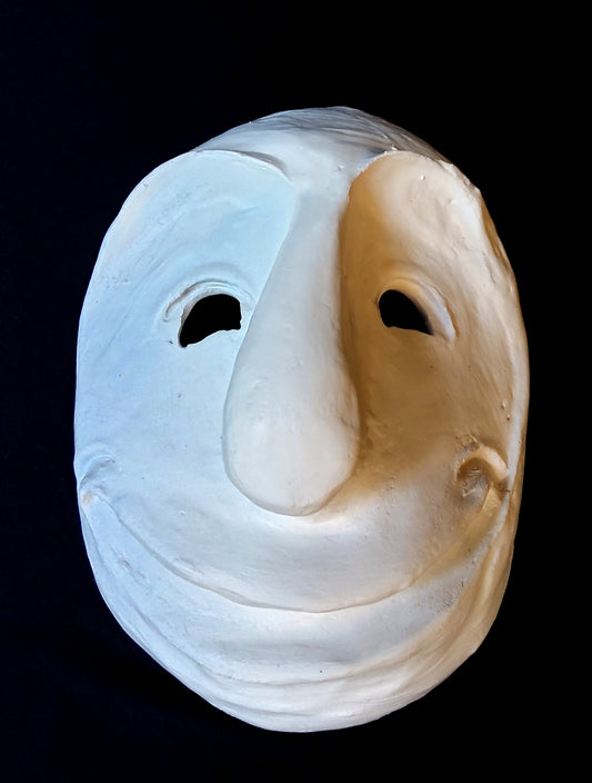 Full-face white Basel Mask made from natural latex for comfort and fit.