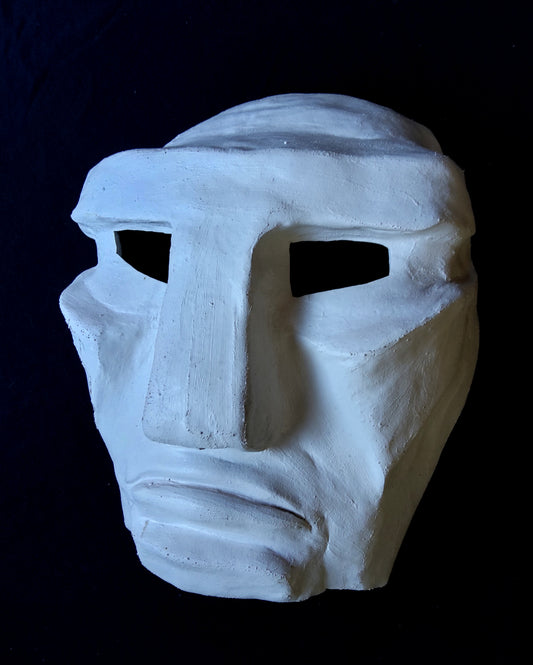 White, full-face mime mask in latex for comfort and fit from Classical Masks4School.